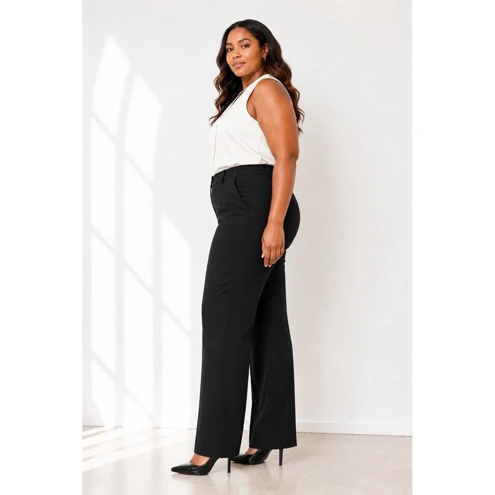 Michael Kors Women's Black Dress Pants Straight Leg Twill Pockets XL Regular